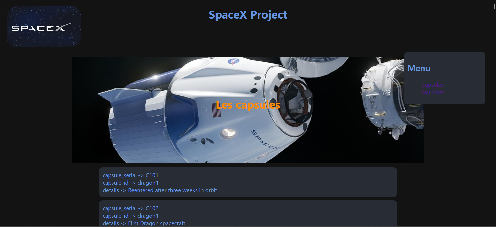 image représentant le site en React